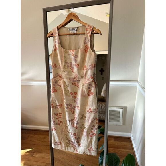 Carlisle Vintage  Floral Sheath Dress Silk Fitted Midi Size  6 - Picture 3 of 5